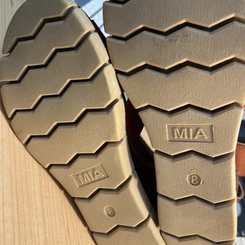 MIA Brown Wedge Sandals with Buckle - Picture 3 of 4